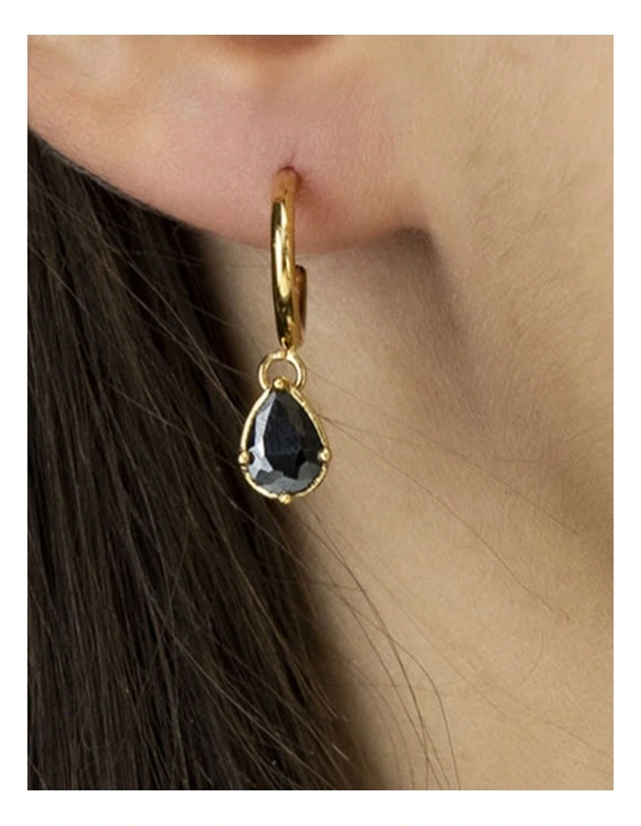 Gregio Simply Tiny Shiny Yg Hoops With Black CZ in Gold image 2