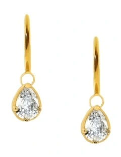 Gregio Simply Tiny Shiny Yg Hoops With Clear CZ in Gold