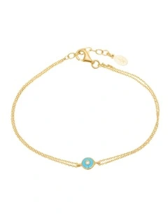 Gregio Simply Me Tiny Shiny Bracelet with Turquoise Evil Eye in Yellow Gold