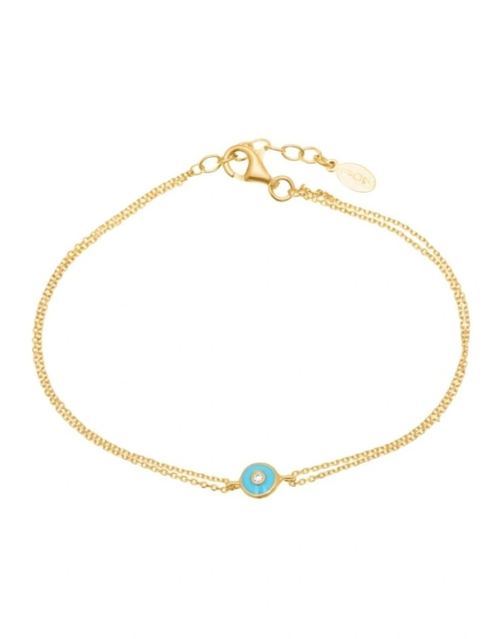Gregio Simply Me Tiny Shiny Bracelet with Turquoise Evil Eye in Yellow Gold image 1
