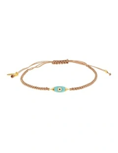 Gregio Wish Luck/Lucky Day Adjustable Bracelet with Evil Eye in Brown