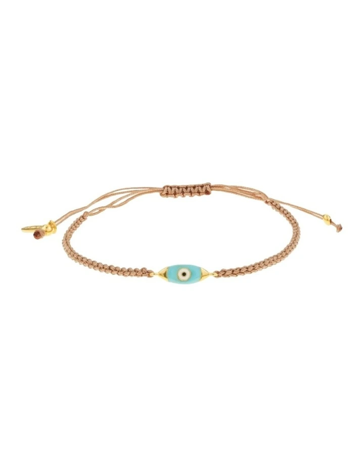 Gregio Wish Luck/Lucky Day Adjustable Bracelet with Evil Eye in Brown image 1