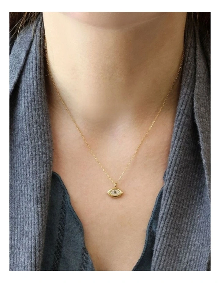 Gregio Wish Luck/New In Yg Necklace with CZ Evil Eye Pendant in Gold image 2