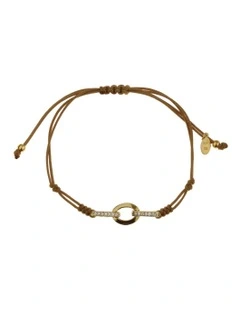 Gregio Adjustable Bracelet with CZ Oval Links in Brown