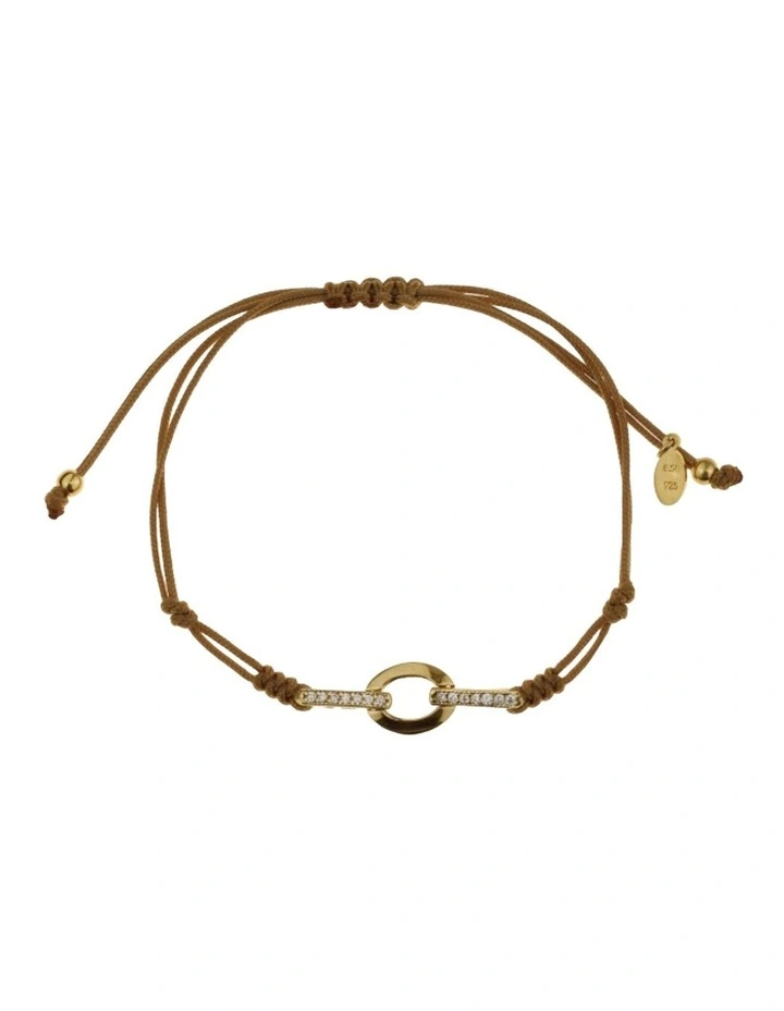 Gregio Adjustable Bracelet with CZ Oval Links in Brown image 1
