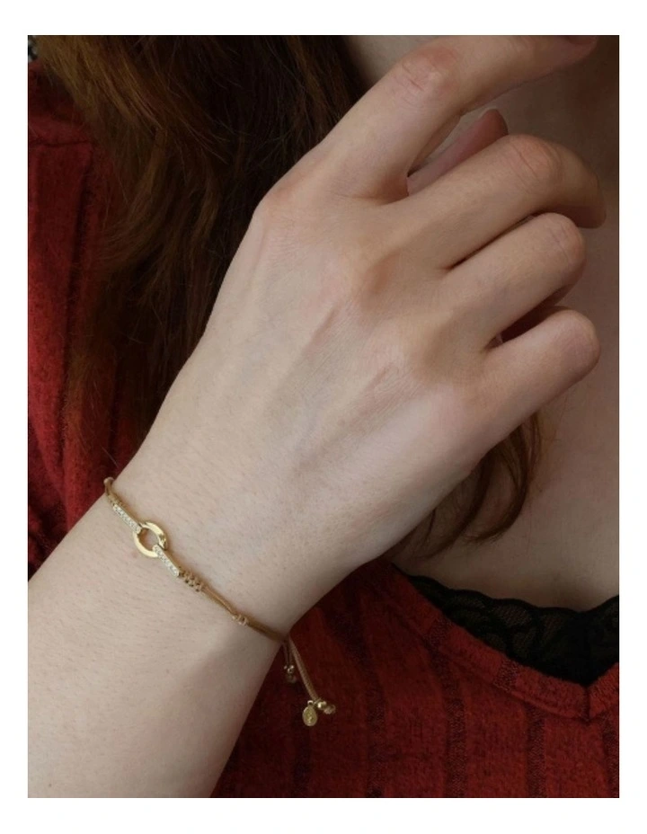 Gregio Adjustable Bracelet with CZ Oval Links in Brown image 2