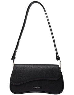 Mocha Zoe Wavy Baguette Shoulder Bag - Black