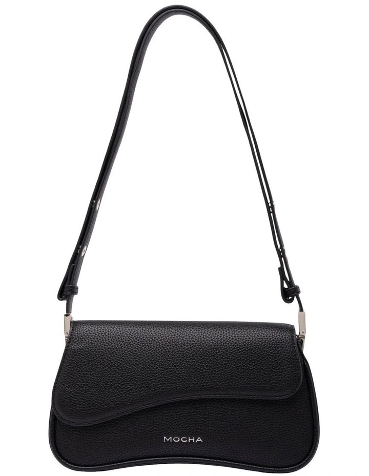 Mocha Zoe Wavy Baguette Shoulder Bag - Black image 1