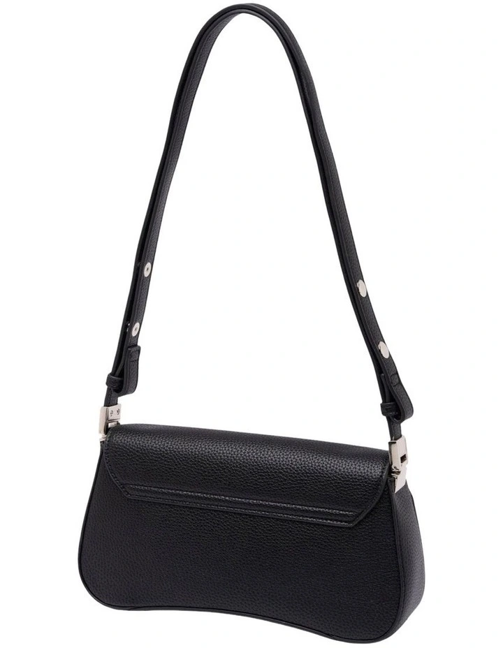 Mocha Zoe Wavy Baguette Shoulder Bag - Black image 2