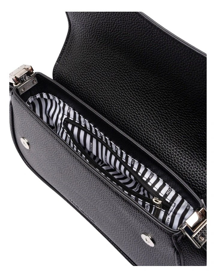 Mocha Zoe Wavy Baguette Shoulder Bag - Black image 3