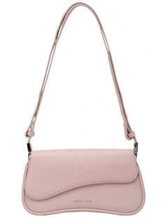 Mocha Zoe Wavy Baguette Shoulder Bag - Blush