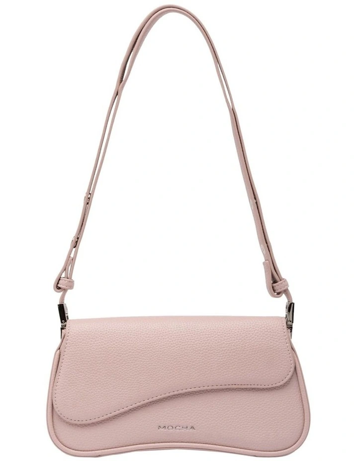 Mocha Zoe Wavy Baguette Shoulder Bag - Blush image 1