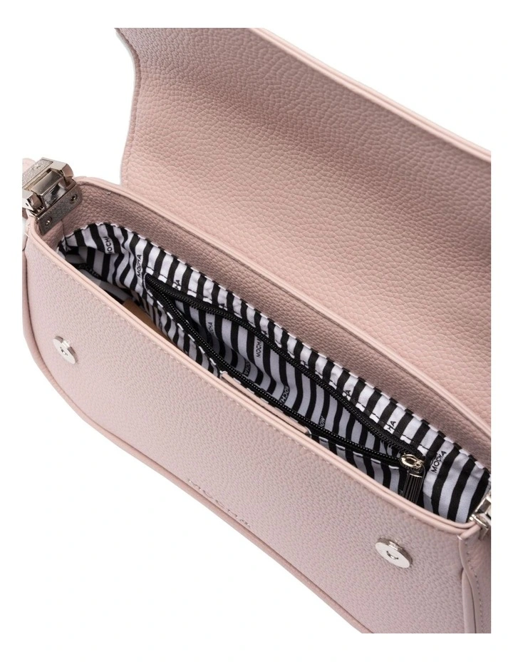 Mocha Zoe Wavy Baguette Shoulder Bag - Blush image 3