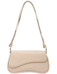 Mocha Zoe Wavy Baguette Shoulder Bag - Cream