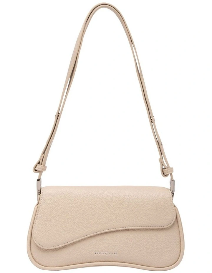 Mocha Zoe Wavy Baguette Shoulder Bag - Cream image 1