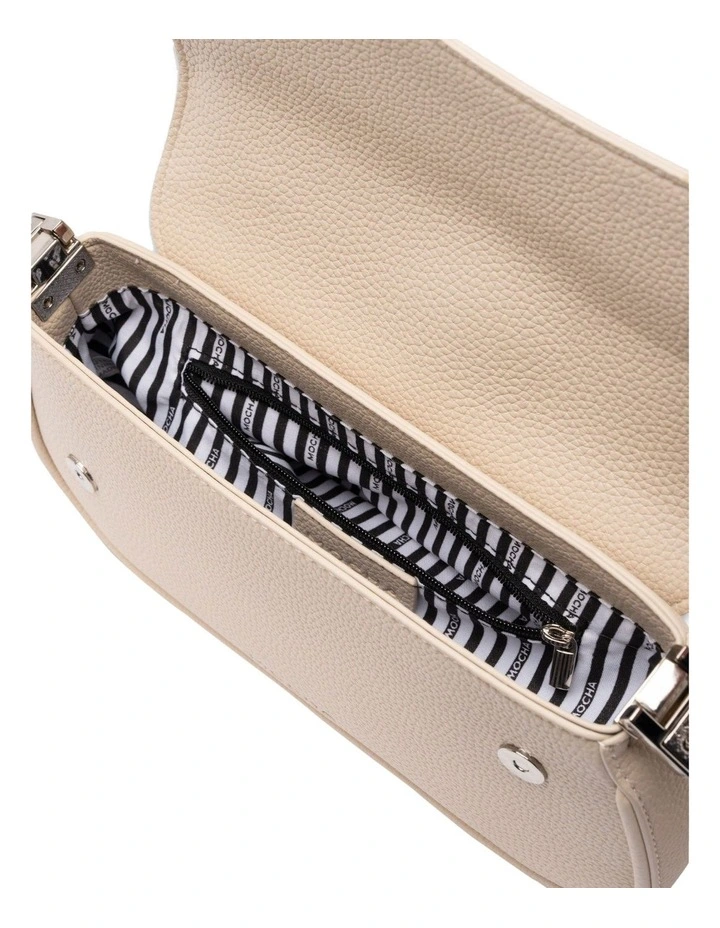 Mocha Zoe Wavy Baguette Shoulder Bag - Cream image 3