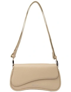 Mocha Zoe Wavy Baguette Shoulder Bag - Sage