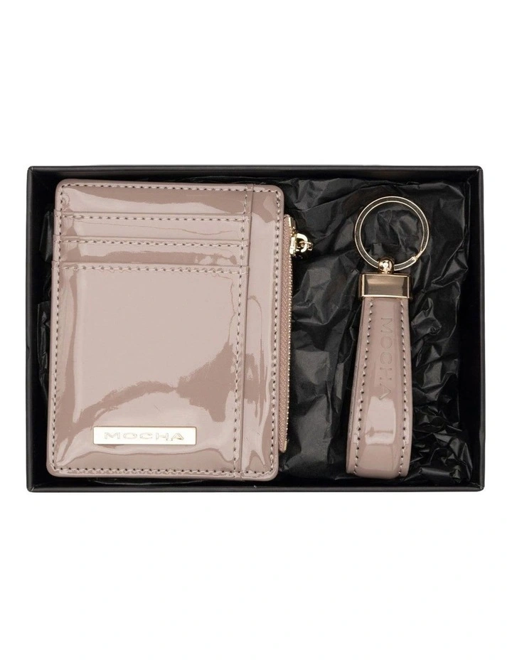 Willow Patent Card Holder And Keyring in Red image 1