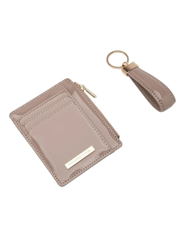 Willow Patent Card Holder And Keyring in Red image 2