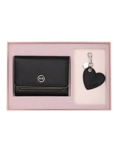 Madeline Wallet And Heart Keyring in Black