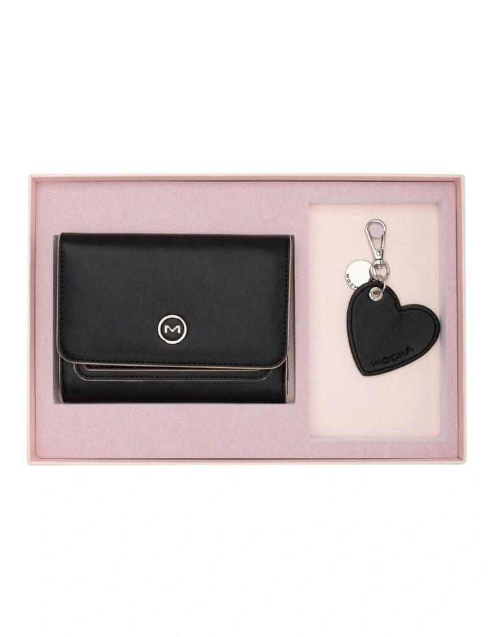 Madeline Wallet And Heart Keyring in Black image 1