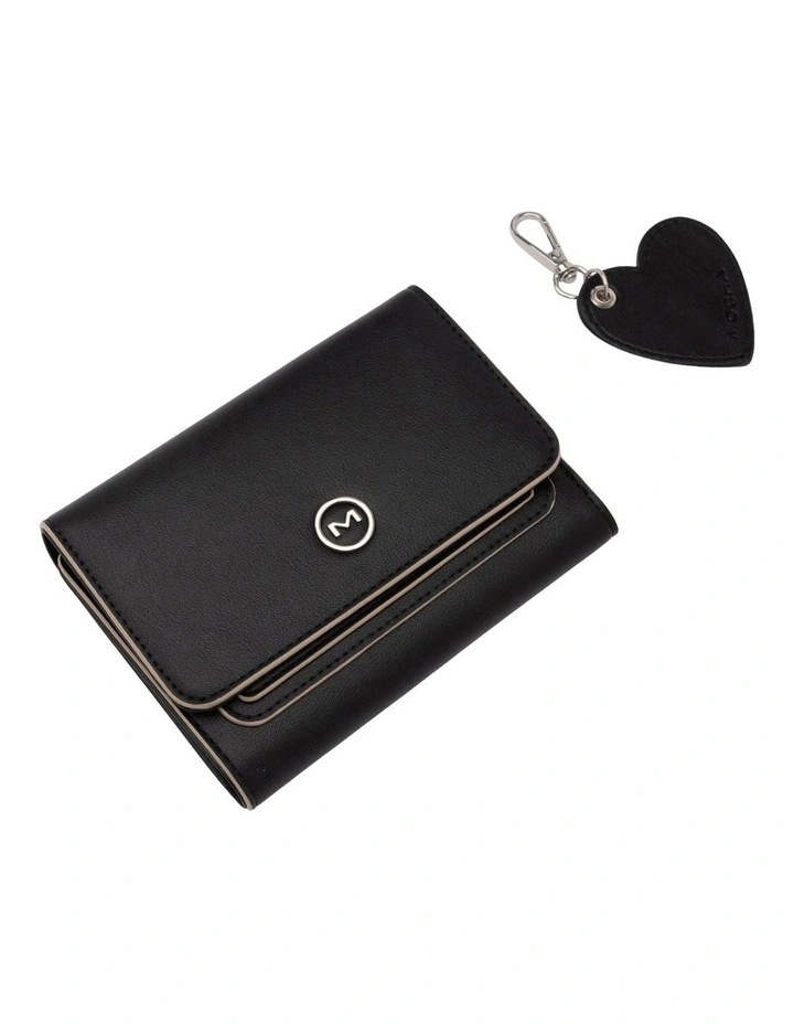 Madeline Wallet And Heart Keyring in Black image 2