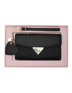 Penelope Wallet Clutch And Heart Keyring in Black