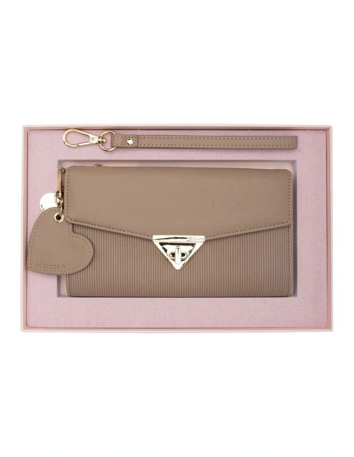 Penelope Wallet Clutch And Heart Keyring in Taupe image 1
