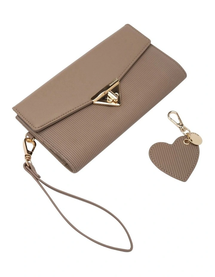 Penelope Wallet Clutch And Heart Keyring in Taupe image 2