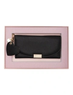 Daisy Long Wallet And Heart Keyring in Black