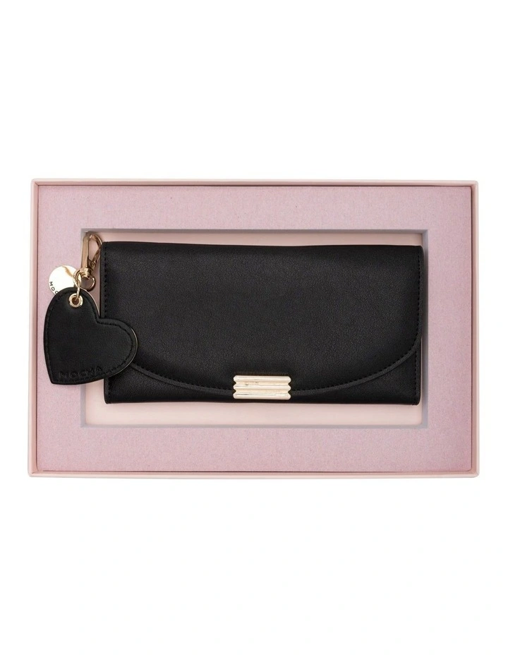 Daisy Long Wallet And Heart Keyring in Black image 1
