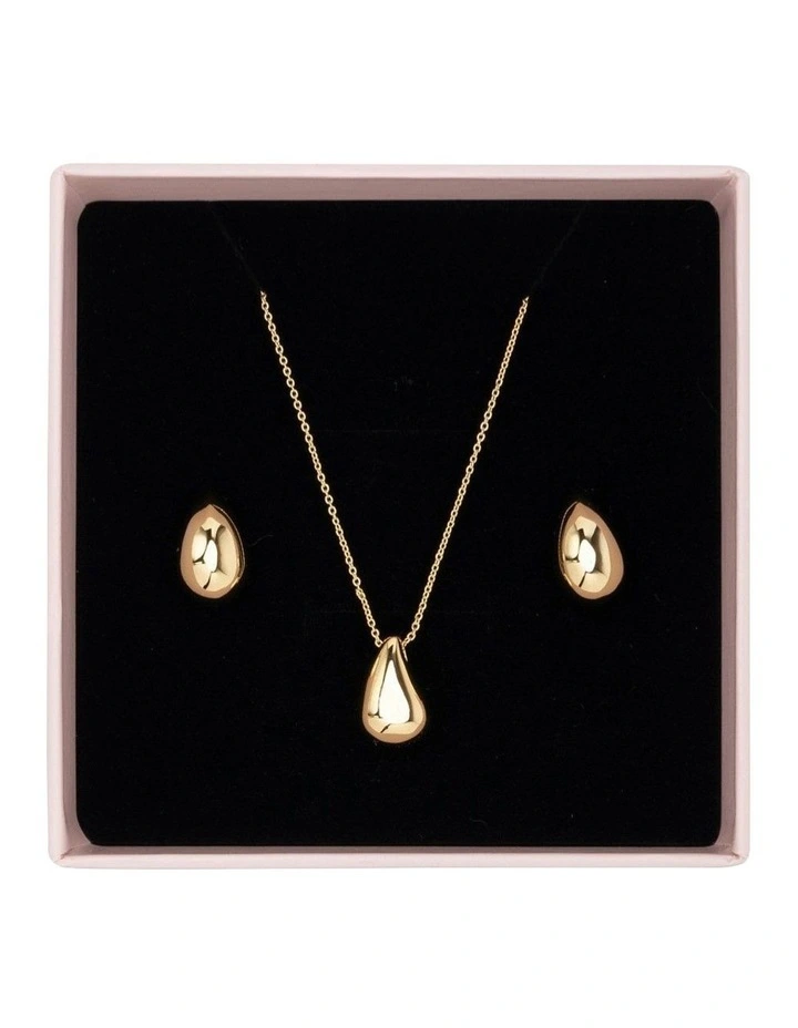 Mini Luna Necklace And Earring in Light Gold image 1