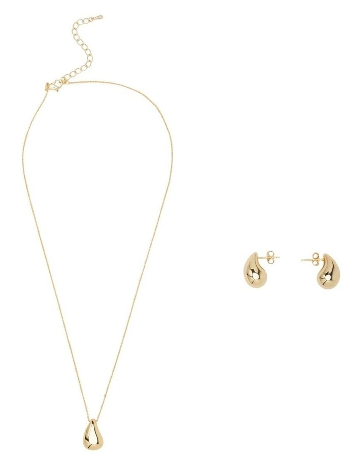 Mini Luna Necklace And Earring in Light Gold image 2