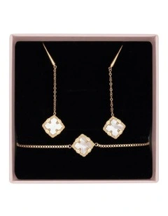 Delaney Baroque Pearl Bracelet And Earring in Light Gold