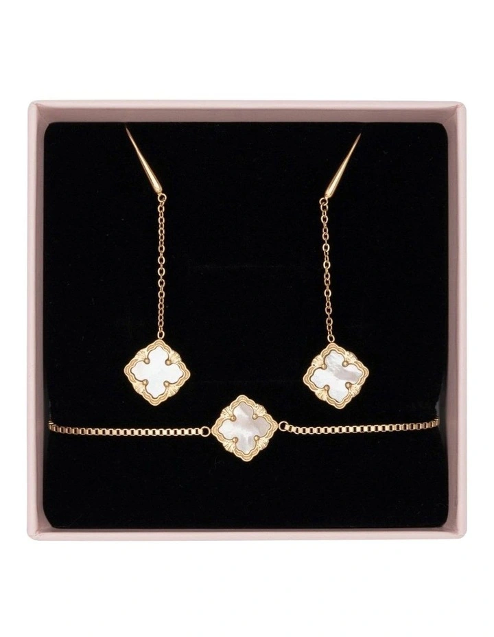 Delaney Baroque Pearl Bracelet And Earring in Light Gold image 1