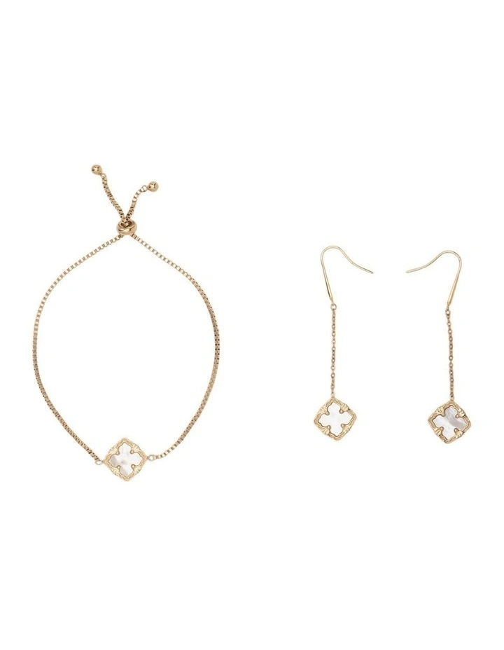 Delaney Baroque Pearl Bracelet And Earring in Light Gold image 2