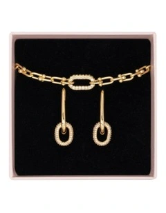 Kimberley Bracelet And Haven Double Loop Earring in Light Gold