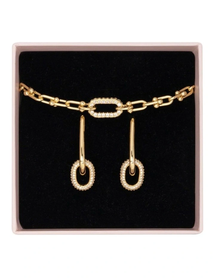 Kimberley Bracelet And Haven Double Loop Earring in Light Gold image 1