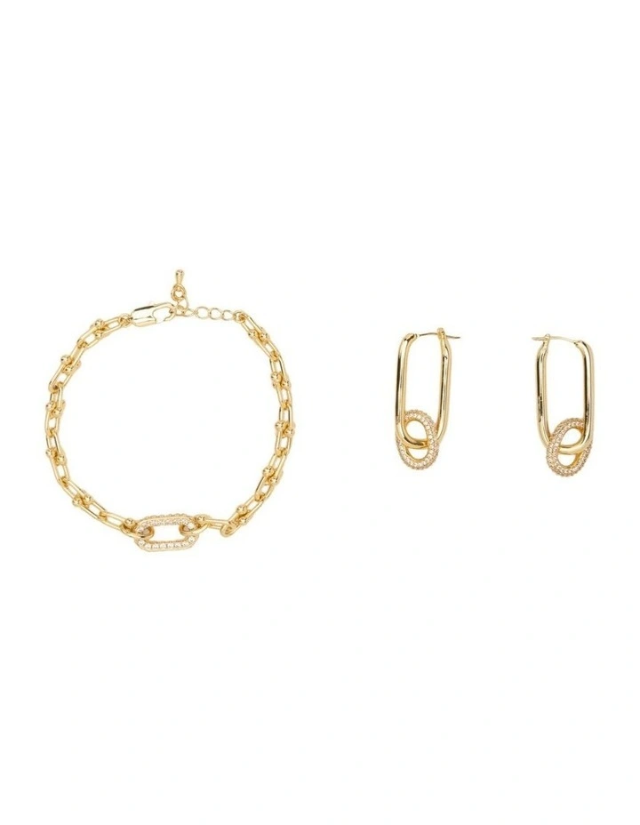 Kimberley Bracelet And Haven Double Loop Earring in Light Gold image 2