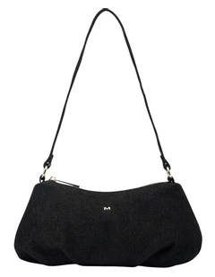 June Denim Shoulder Bag in Black