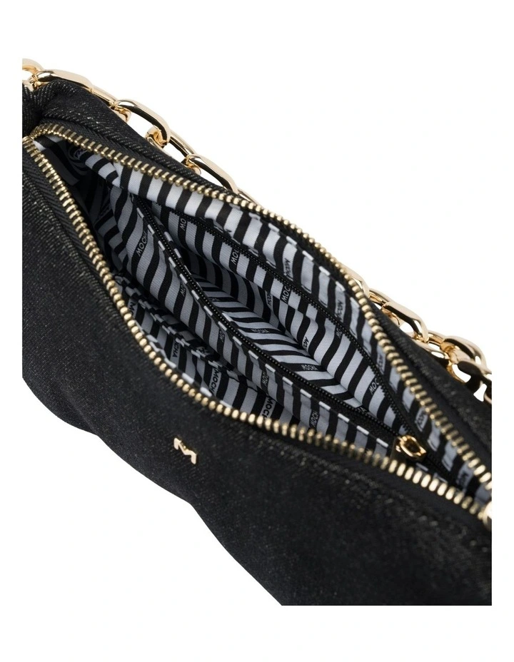 June Denim Shoulder Bag in Black image 3