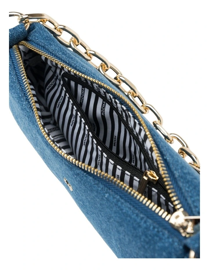June Denim Shoulder Bag in Blue image 3