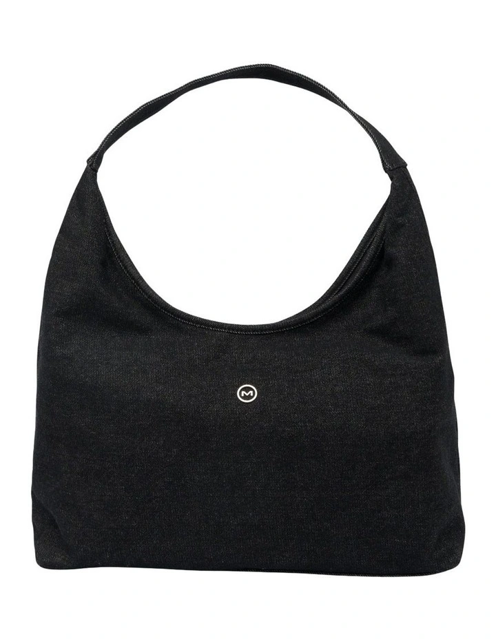 Emery Denim Hobo Bag in Black image 1