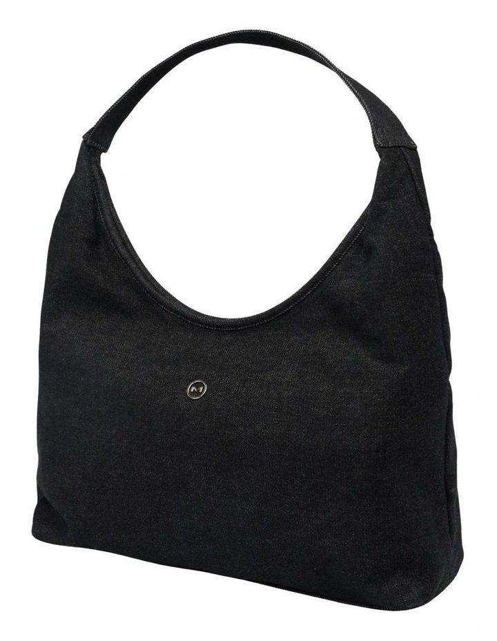 Emery Denim Hobo Bag in Black image 2