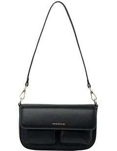 Donnette Multi Pocket Crossbody Bag in Black
