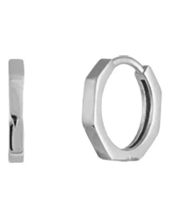 Bianc Hex Huggies Earrings in Silver