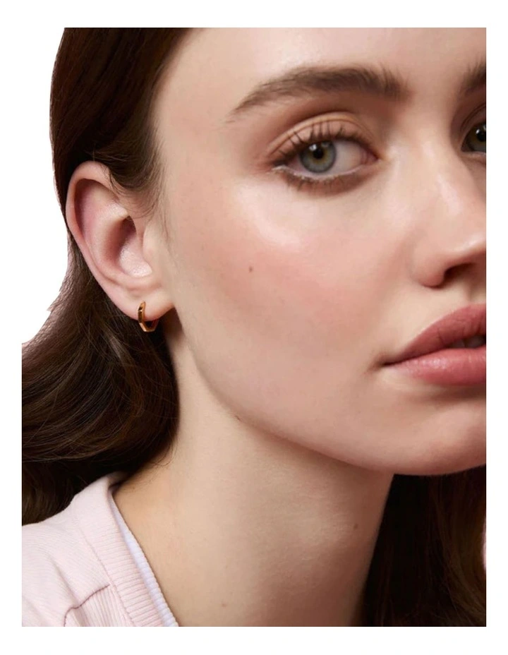 Bianc Hex Huggies Earrings in Silver image 2