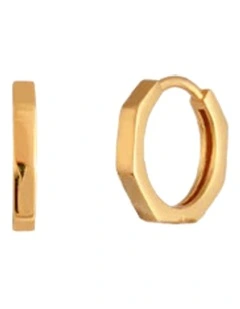 Bianc Hex Huggies Earrings in Gold