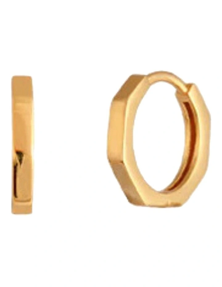 Bianc Hex Huggies Earrings in Gold image 1