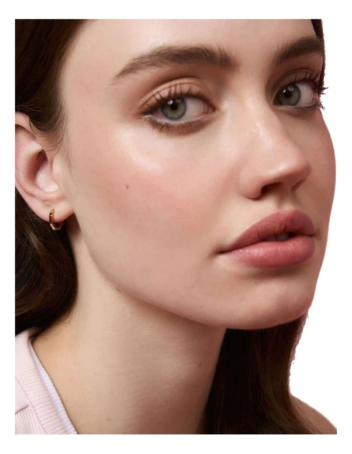 Bianc Hex Huggies Earrings in Gold image 2